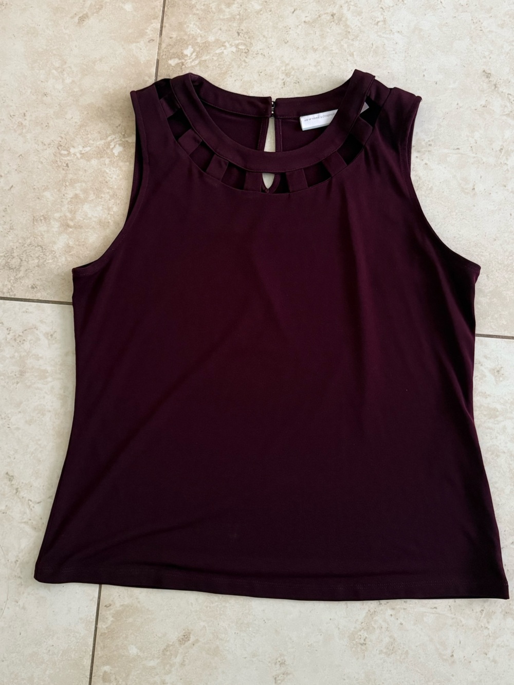 New York & Company Plum pretty Neck detailSleeveless Tank